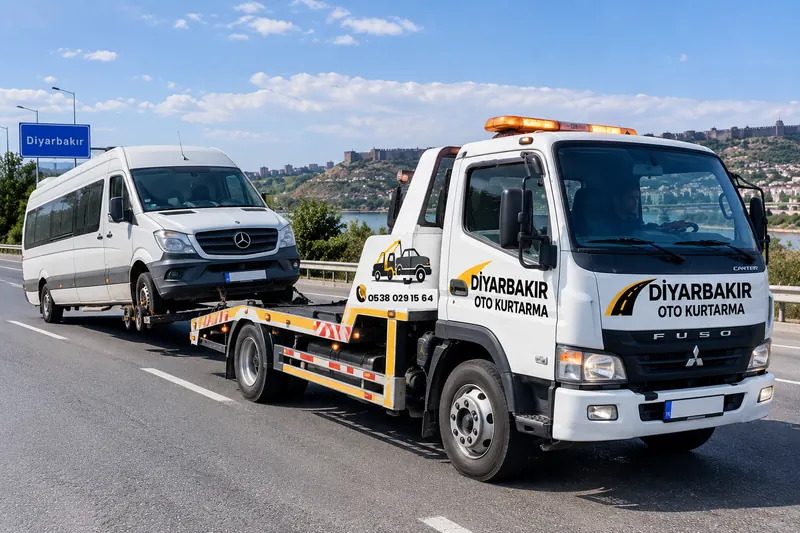 Minibüs ve ticari araç taşıyan Oğuz Oto Kurtarma çekicisi