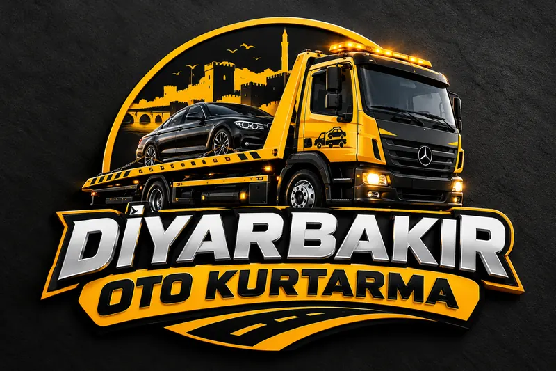 Diyarbakır oto kurtarma amblemi ve çekici illüstrasyonu