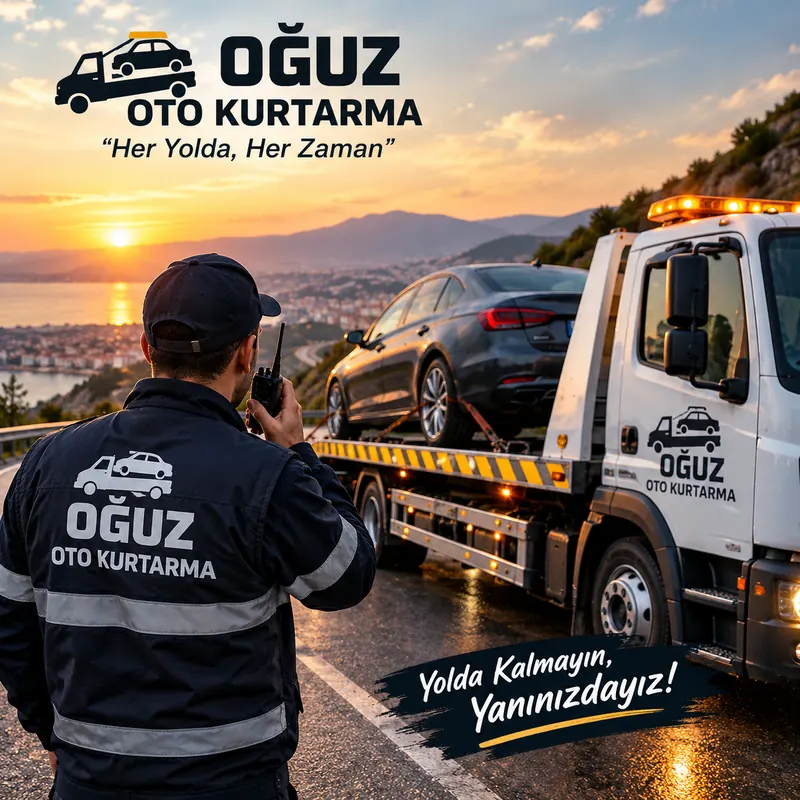 Oğuz Oto Kurtarma ekibi yol kenarında araç kurtarırken